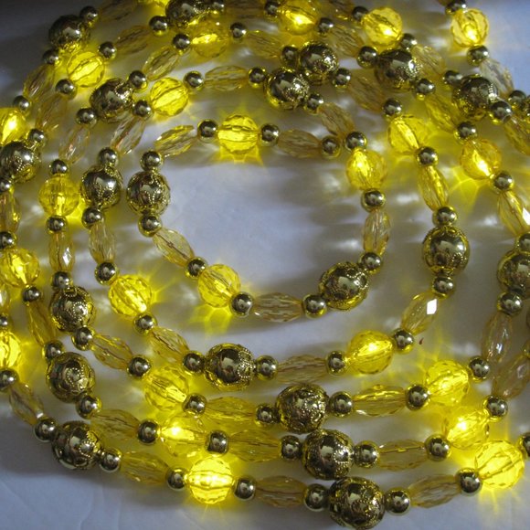 LED Lighted Bead Christmas Garland Amber Lights Meil Creations 9 Feet Battery Op - Picture 11 of 14